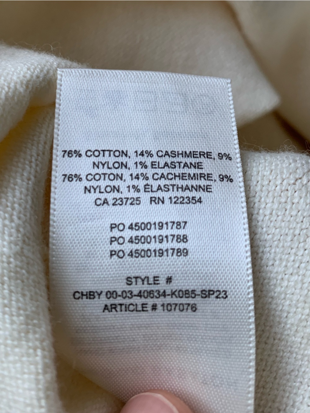 Babaton Knitted Tank Top Cream Deep V‑Neck size L cotton and cashmere blended - Picture 5 of 9